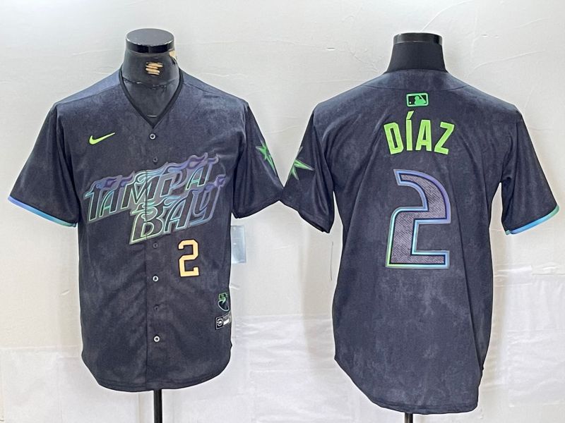 Men Tampa Bay Rays #2 Yandy Diaz Nike MLB Limited City Connect Black 2024 Jersey style 6->women mlb jersey->Women Jersey